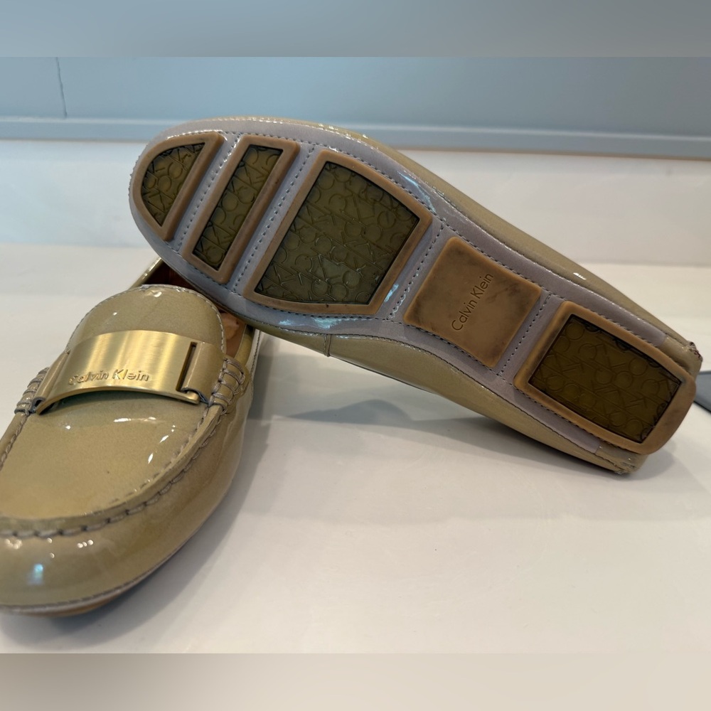 Calvin Klein Women's Beige Patent Loafers - Picture 6 of 9